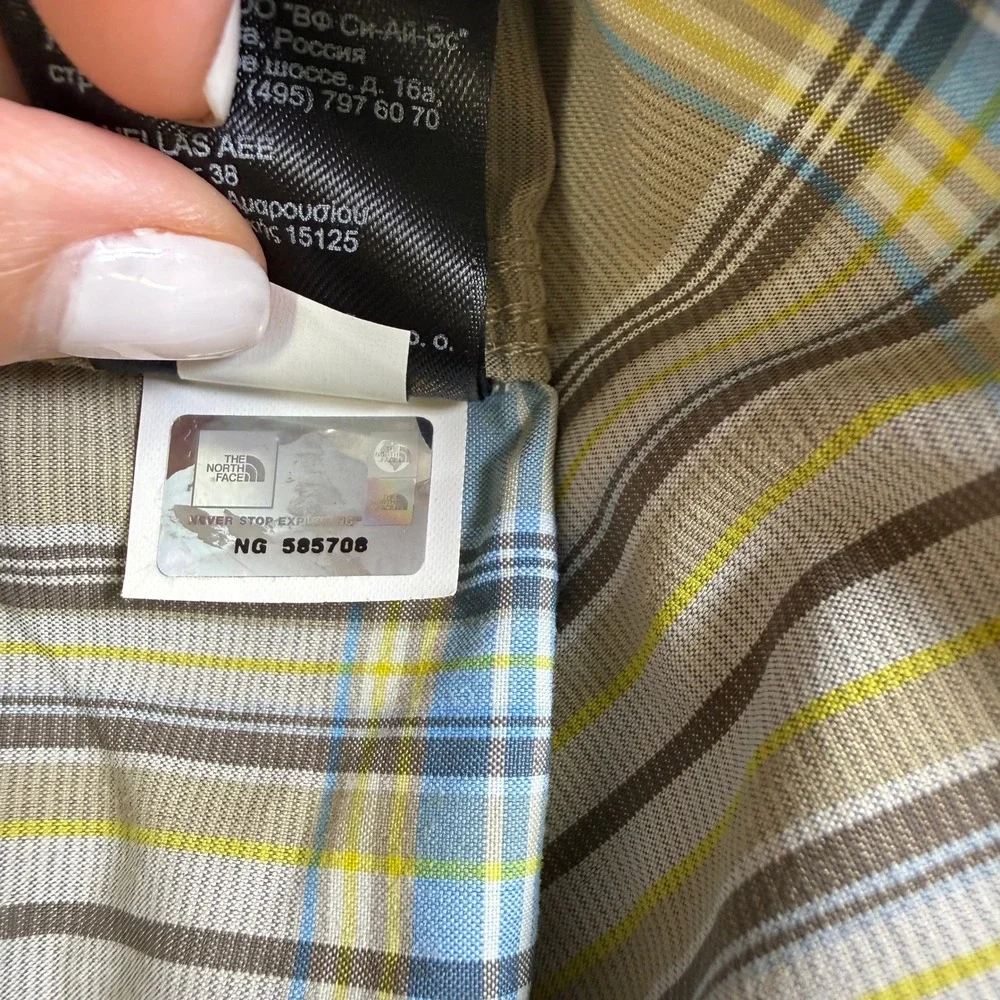The North Face Button Up Shirt Mens L Pacific Coast Plaid Short Sleeve Hiking